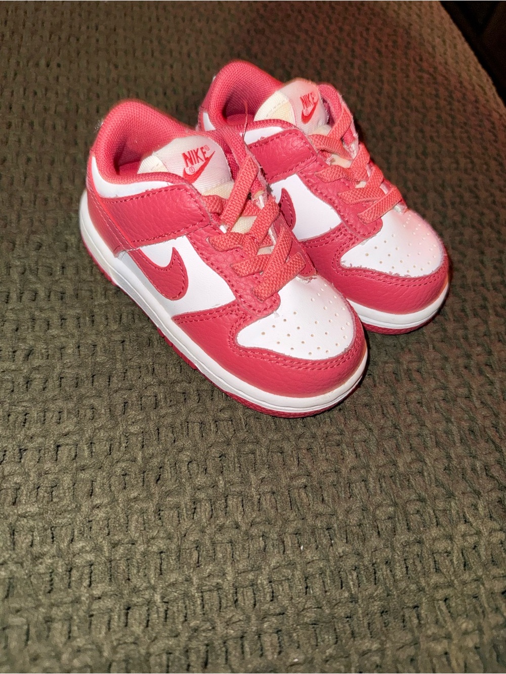 Nike Kids Pink and White Low Top Sneakers